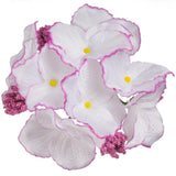 Artificial Hydrangea Flower head white with purple edge