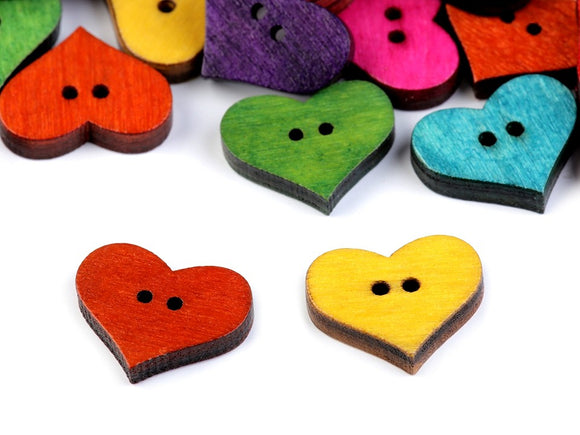 Wooden Decorative Button Heart
