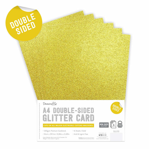 Dovecraft Double Sided Glitter Pack A4 Gold