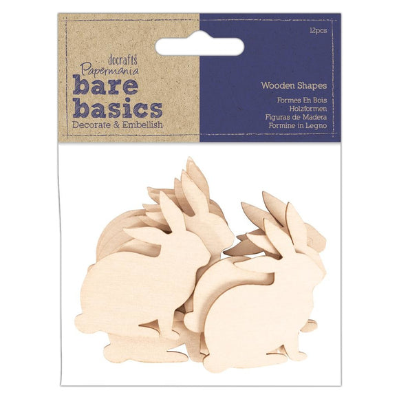 Papermania Bare Basics Wooden Shapes Rabbits (12pcs)