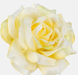 Artificial satin rose head 11cm, light yellow coloured