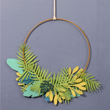 Metal Circle / Hoop 25 cm Antique Gold 3mm with leaves