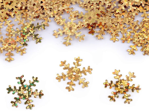 Snowflake sequins gold hologram