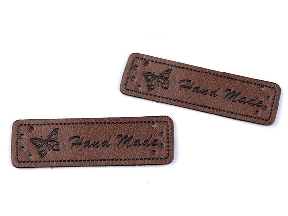 Eco Leather Clothing Label 'Hand Made' 15x50 mm