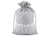 Christmas gift drawstring bag light grey