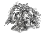 Christmas floral pick in silver