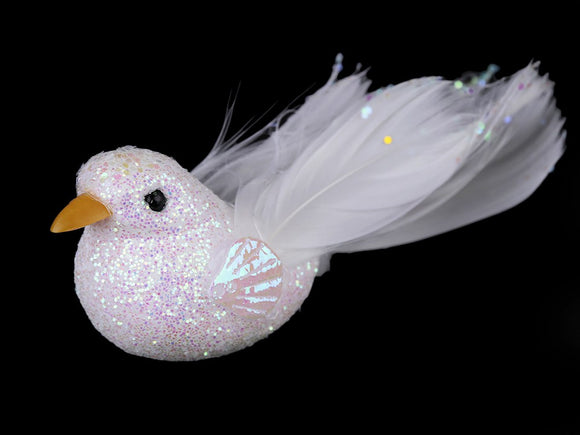 Decorative white glitter bird/dove