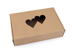 Paper Box - Heart  kraft brown and white options