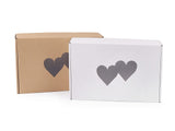 Paper Box - Heart  kraft brown and white options