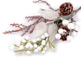 Artificial twig with white berries and pine cone