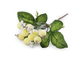 Artificial Twig of berries and flowers on a wire- lemon