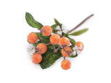 Artificial Twig of berries and flowers on a wire- orange