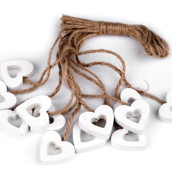 Pack of Wooden Hearts with twine Ireland