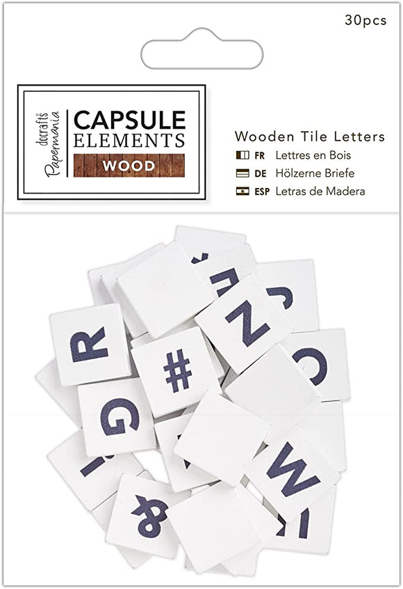 Papermania Capsule Elements Wood Wooden Tile Letters (30pcs)Ireland