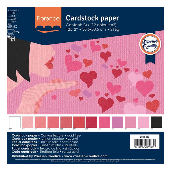 Florence Cardstock multipack texture 30,5x30,5cm Valentine