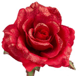Red Glitter satin French rose heads lightly glittered