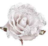 Silver Glitter satin French rose heads lightly glittered