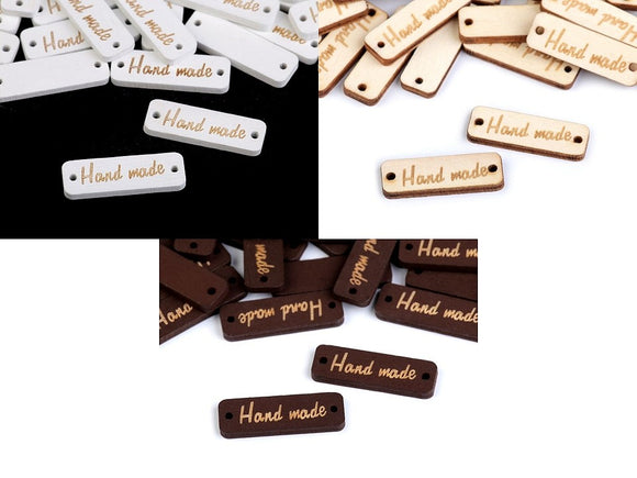 Wooden Tag 'Hand Made' 10x30 mm