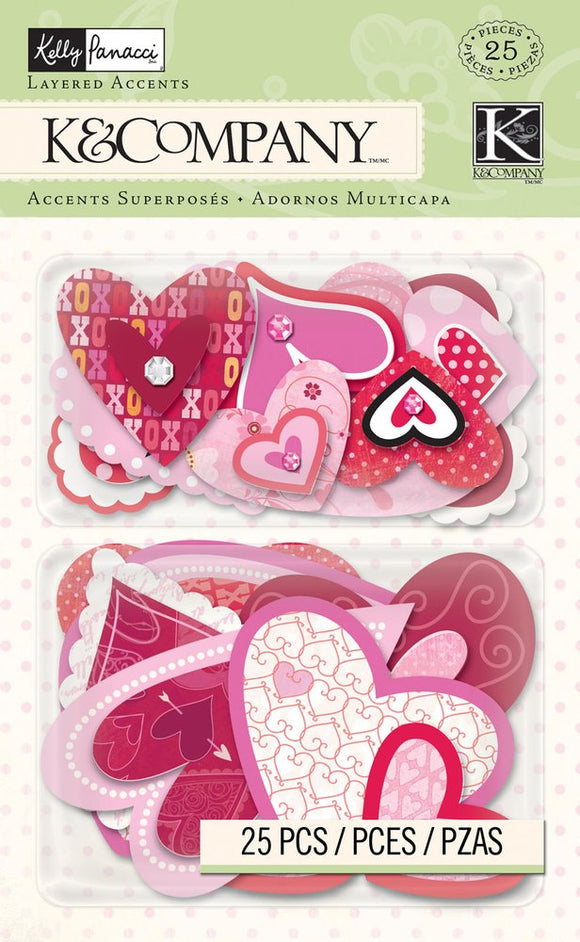 K&Company Valentine hearts layered accents