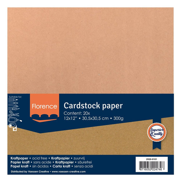Cardstock Kraft smooth 30.5x30.5cm 20pcs Ireland