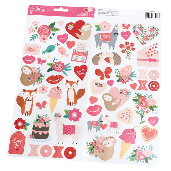 American Crafts • Pebbles sticker loves me