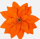 Artificial Poinsettia flower heads orange