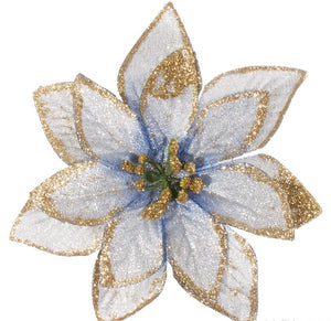 Blue Poinsettia with glitter