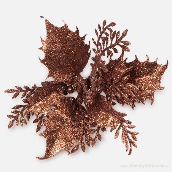 Bronze colour Poinsettia with glitter