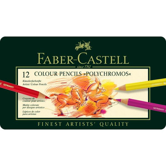 POLYCHROMOS COLOUR PENCILS TIN OF 12