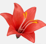 Artificial satin lily flower heads Coral colour