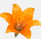 Artificial satin lily flower heads orange with green colour