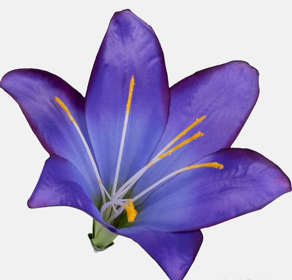 Artificial satin lily flower heads Violet with dark edge