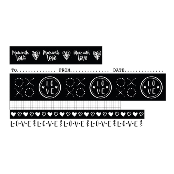 Washi Tape Black/White Filled With love nr.18