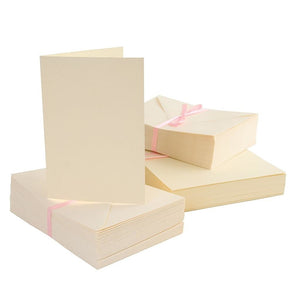 Pack of 100 cream  blank cards and envelopes