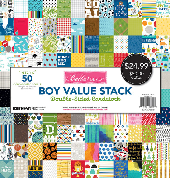 Bella BLVD Boy 12x12 Inch Cardstock Value Stack