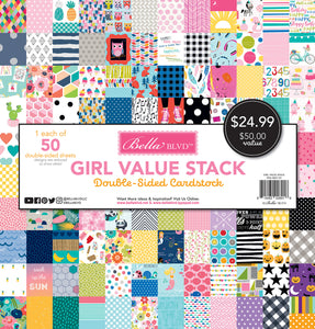 Bella BLVD Girl 12x12 Inch Cardstock Value Stack