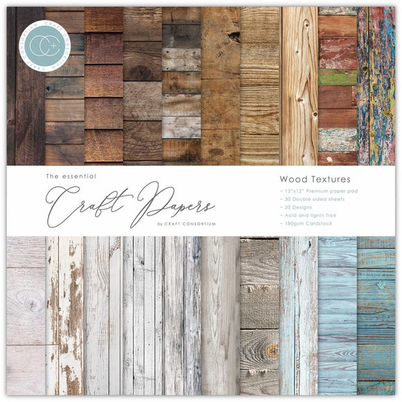 Craft Consortium Essential Craft Papers 6x6 Inch Paper Pad Wood Textures