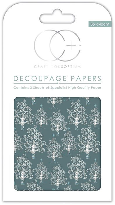Craft Consortium Silver Trees Decoupage Papers