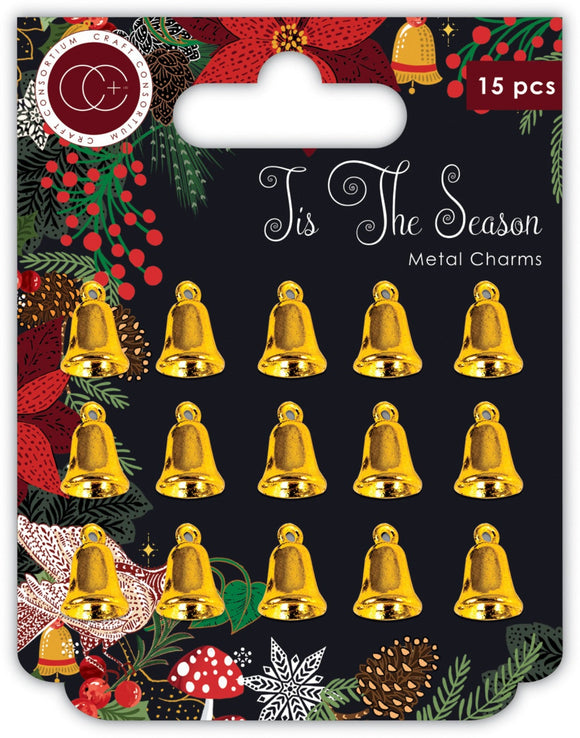 Craft Consortium Tis the Season Metal Charms Gold Bells Ireland