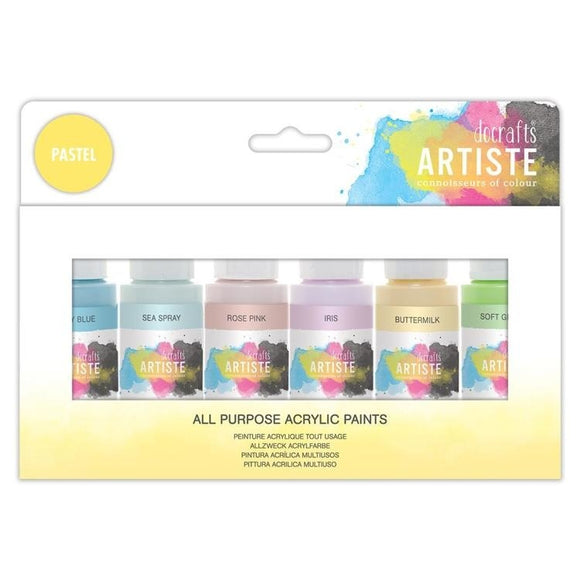 Docrafts Artiste Acrylic Paint Pack 6x59ml Pastel