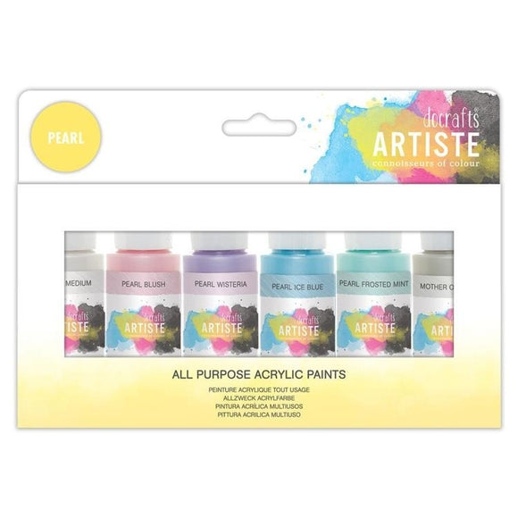 Docrafts Artiste Acrylic Paint Pack 6x59ml Pearl