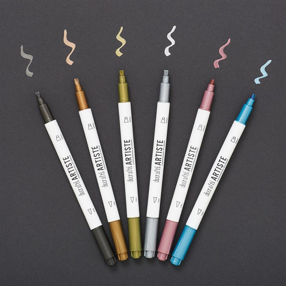 Docrafts Dual Tip Calligraphy Pens Metallic (6pk)