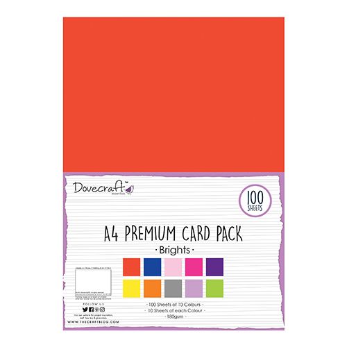 Dovecraft A4 Premium Card Pack Brights 100 sheets