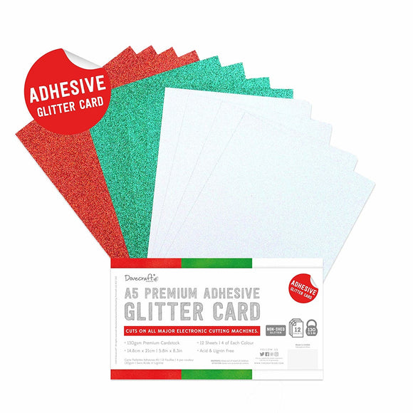Dovecraft Adhesive Glitter Sheets A5 Festive