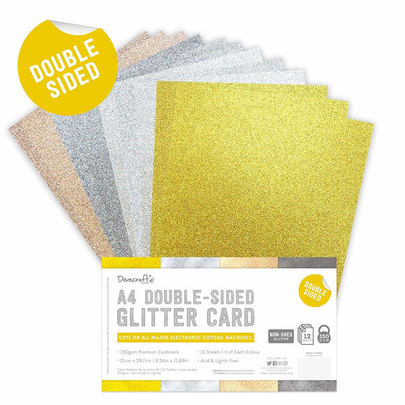 Dovecraft Double Sided Glitter Pack A4 Metallics