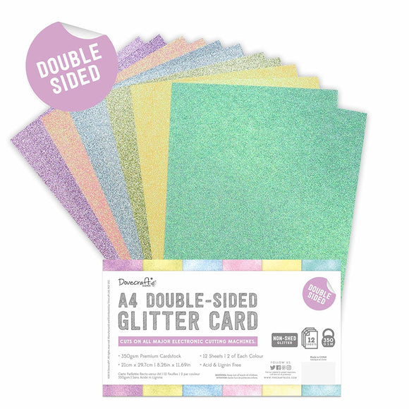 Dovecraft Double Sided Glitter Bumper Pack A4 Rainbow Pastels