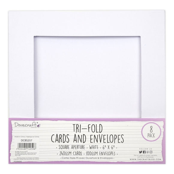 Dovecraft Tri-fold 6x6 Inch Square Aperture Cards & Envelopes