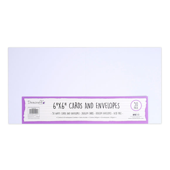 Dovecraft White 6x6 Inch Cards & Envelopes (50pcs)