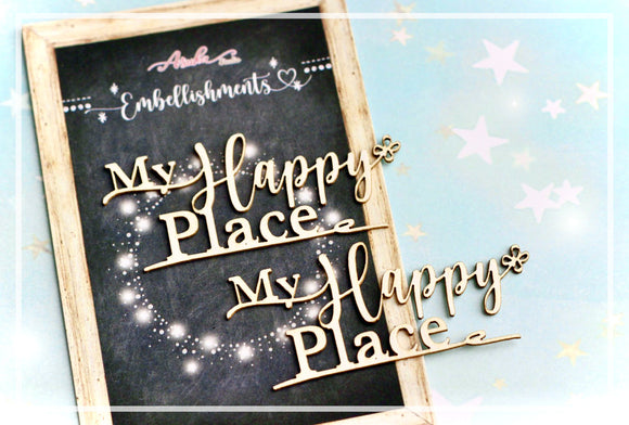 Memory Place 'My Happy Place' Embellishment Chipboard (2pcs)
