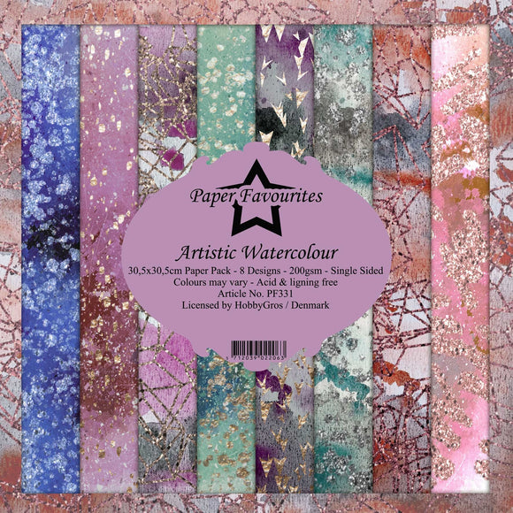 Paper Favourites Artistic Watercolour 12x12 Inch Paper Pack